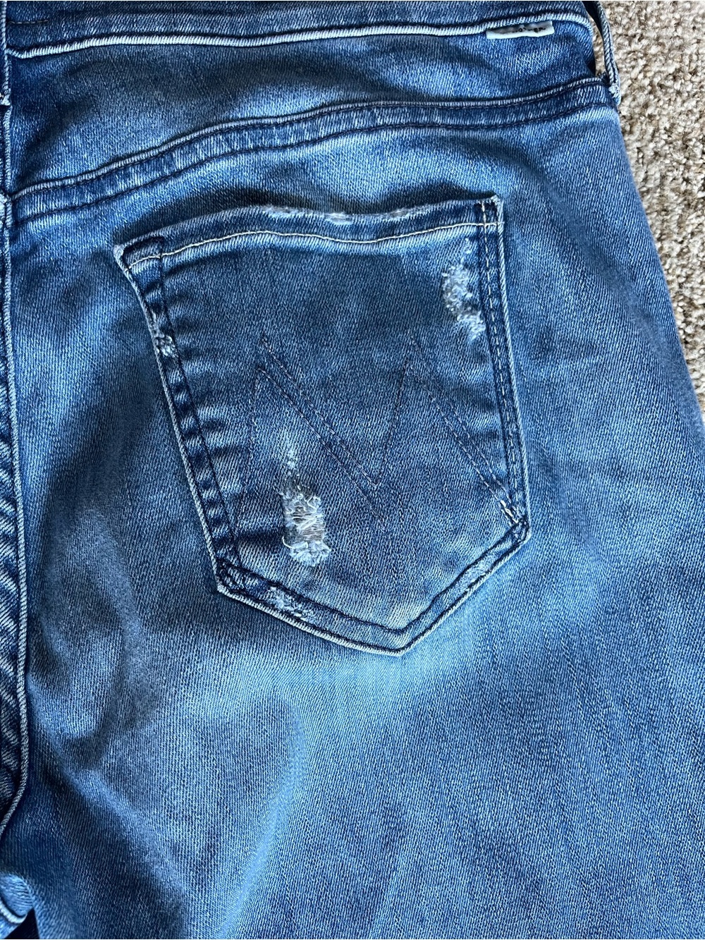Mother The Dropout Distressed Blue Jeans - Picture 8 of 11